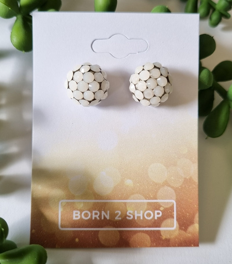 Milano Swarovski Cluster Post Earrings - White Alabaster - Silver