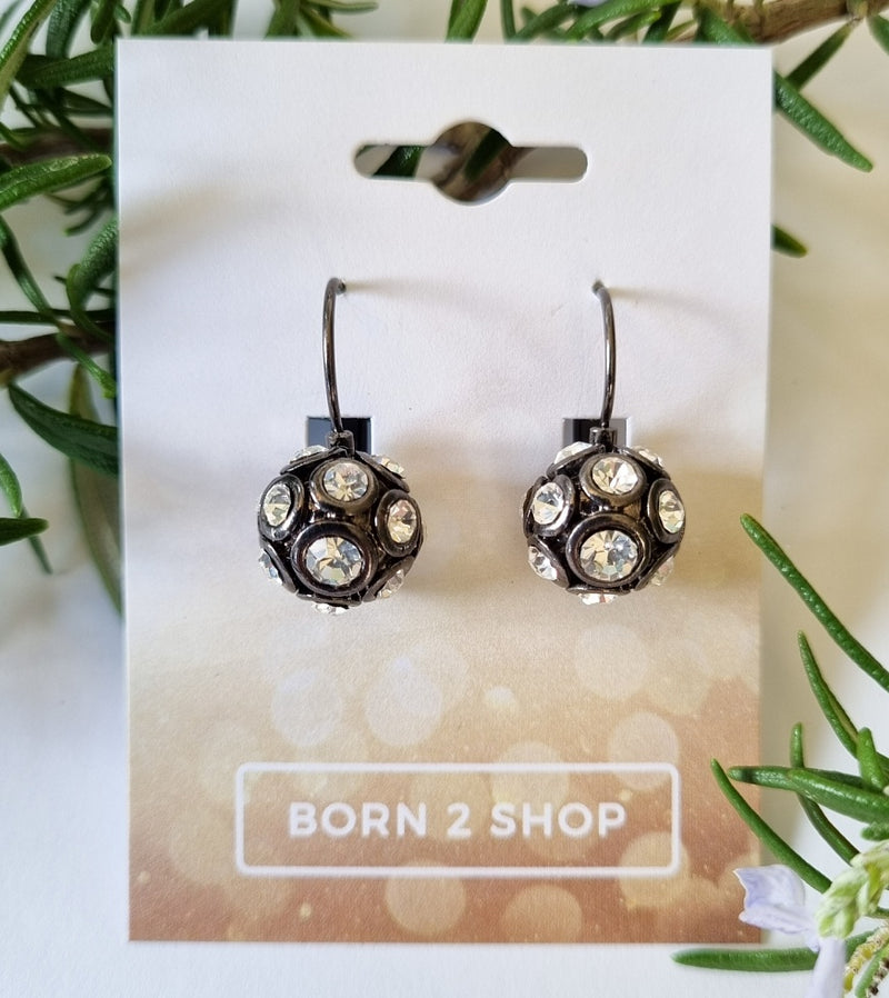 Milano Swarovski Beau Drop Earrings - Crystal - Gunmetal
