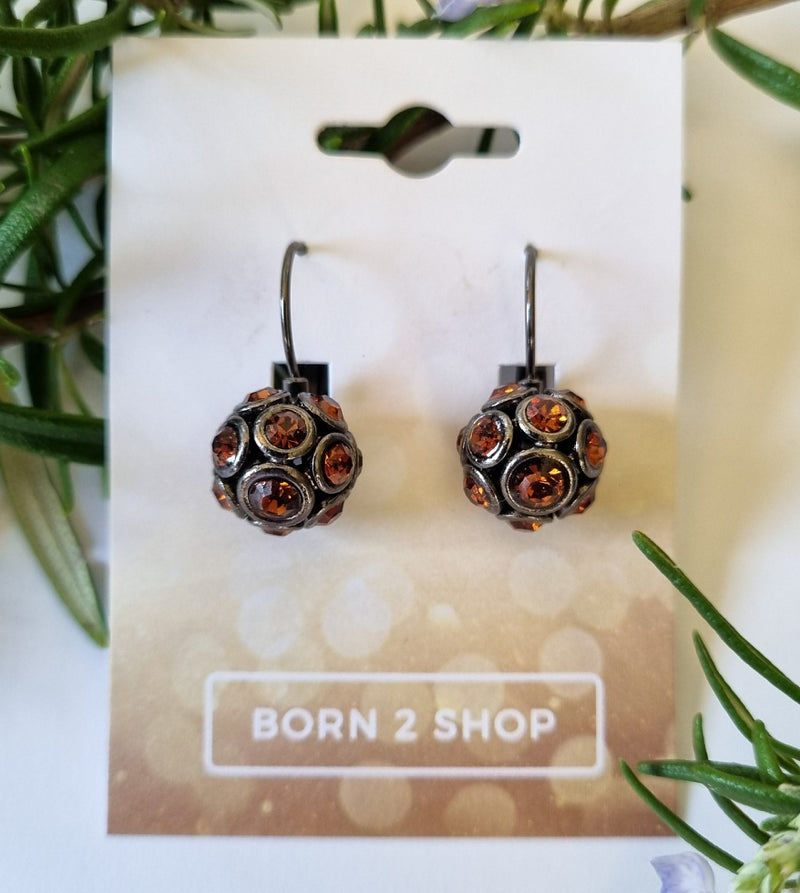 Milano Swarovski Beau Drop Earrings - Topaz - Gunmetal