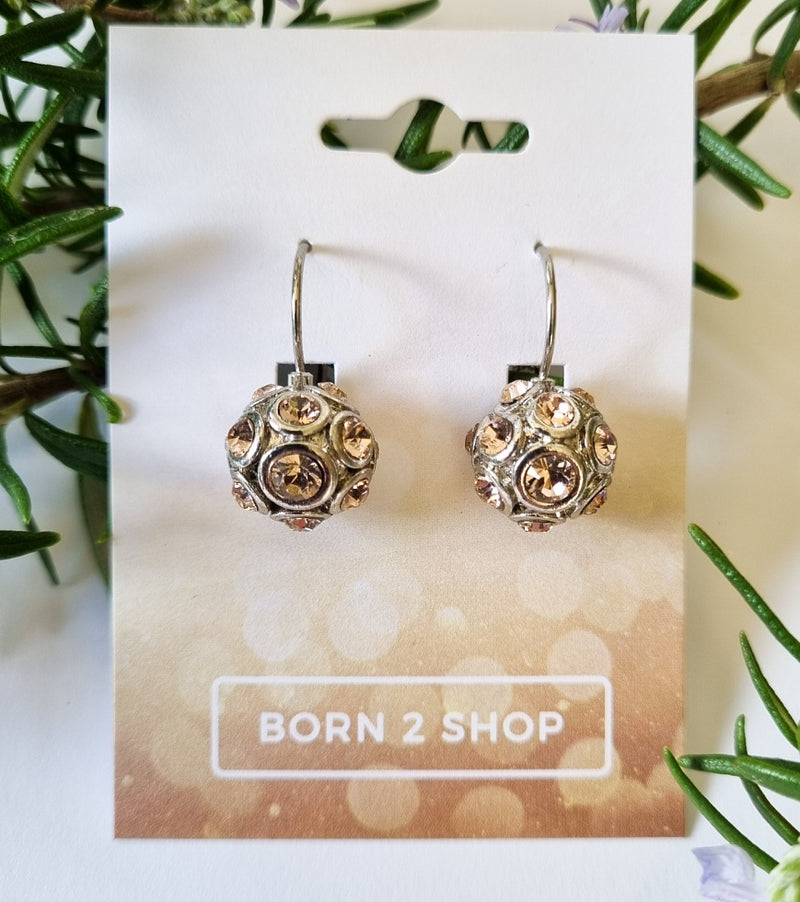Milano Swarovski Beau Drop Earrings - Vintage Rose - Silver