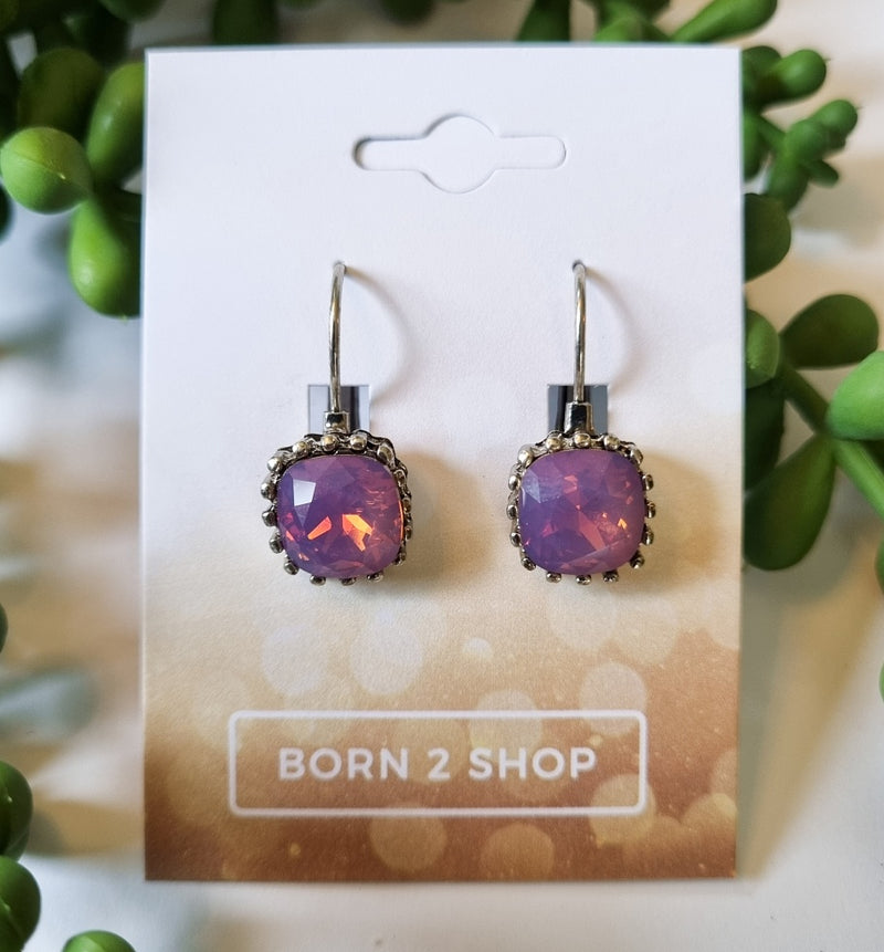 Milano Swarovski Belle Drop Earrings - Cyclamen Opal - Silver