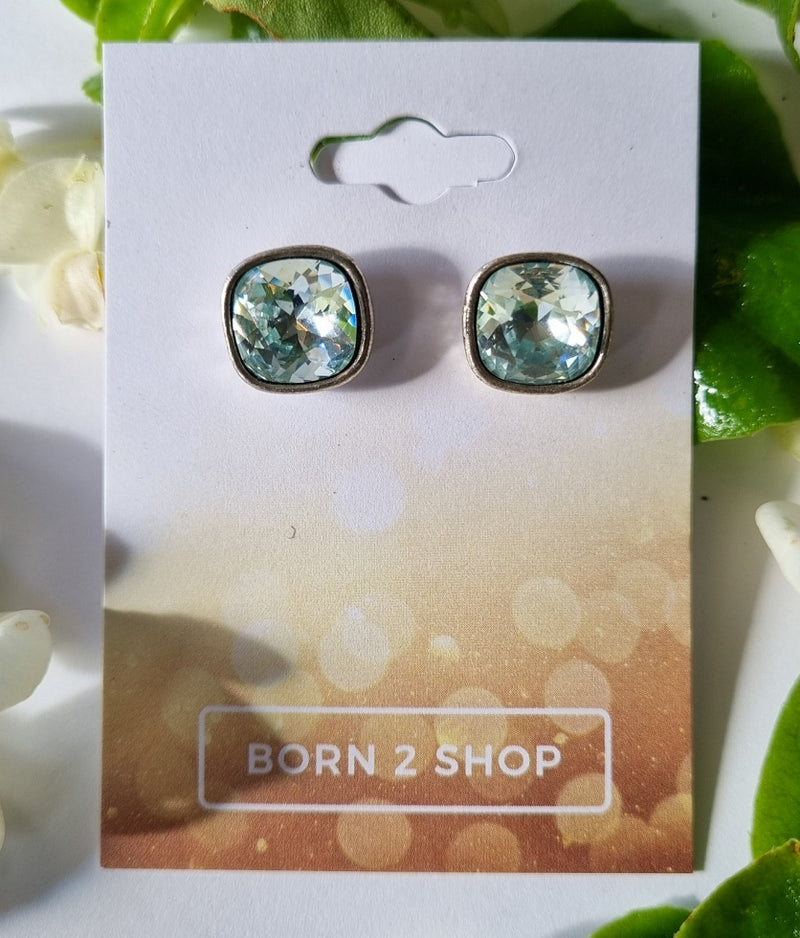 Milano Swarovski Belle Post Earrings - Light Azure - Silver