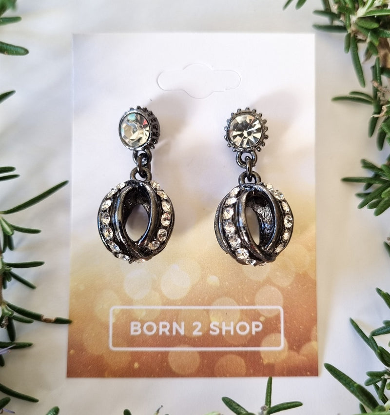 Milano Swarovski Sophisticated Earrings - Gunmetal Cage
