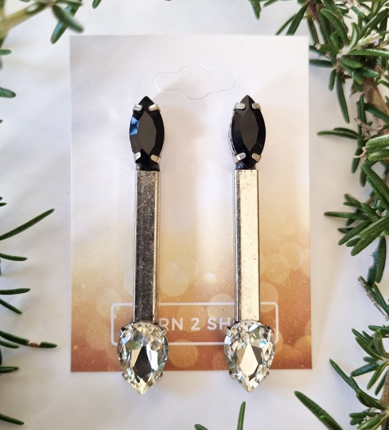 Milano Swarovski Sophisticated Earrings -Silver Bar