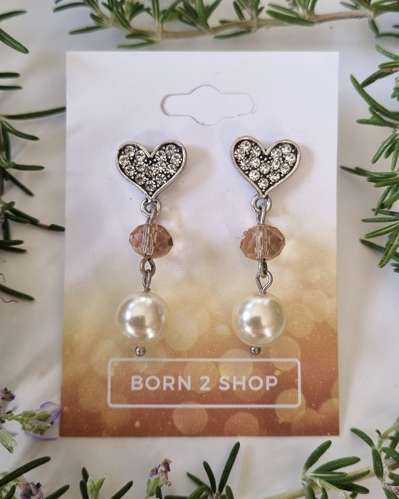 Milano Swarovski Sophisticated Earrings - Pearl Heart