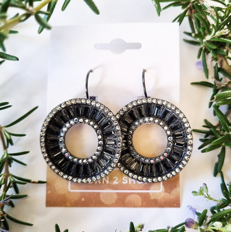 Milano Swarovski Sophisticated Earrings -Jet Circle