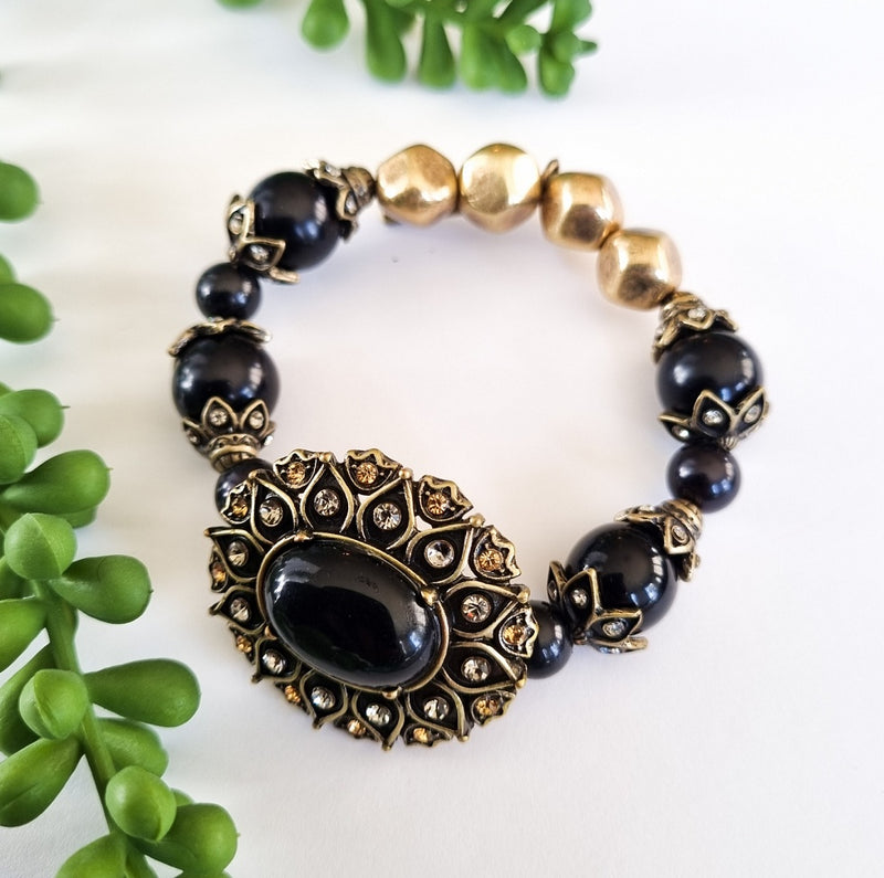 Milano Swarovski Bracelet - Jet Jewel Gold