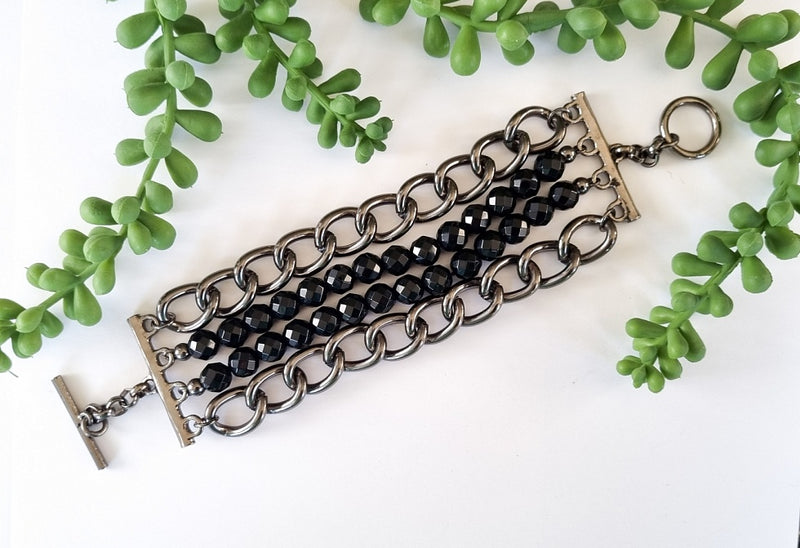 Milano Swarovski Bracelet - Jet Gunmetal Crystal