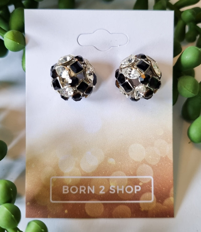 Milano Swarovski Large Cluster Post Earrings - Jet Crystal Silver
