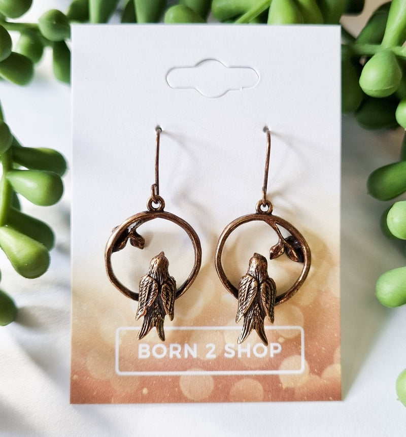 Paris Contemporary Chic Bird Earrings - Copper