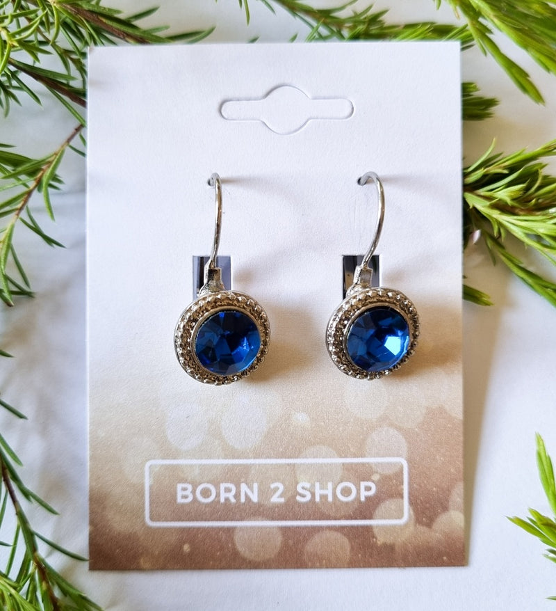 Milano Swarovski Classic Drop Earrings - Capri Blue - Silver