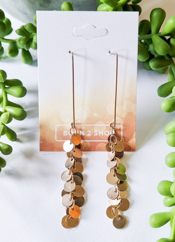Paris Contemporary Chic Sequin Earrings - Rose Gold