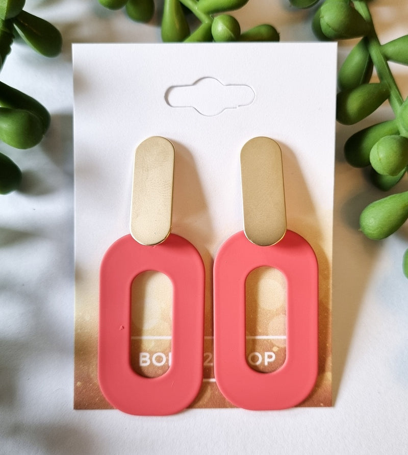 Paris Contemporary Chic Geometric Earrings - Melon - Gold