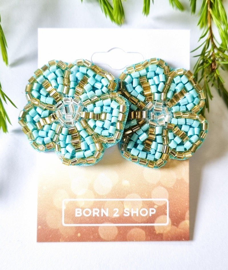New York Earrings - Flower Stud - Aqua