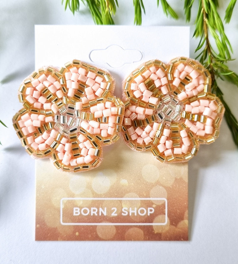 New York Earrings - Flower Stud - Peach