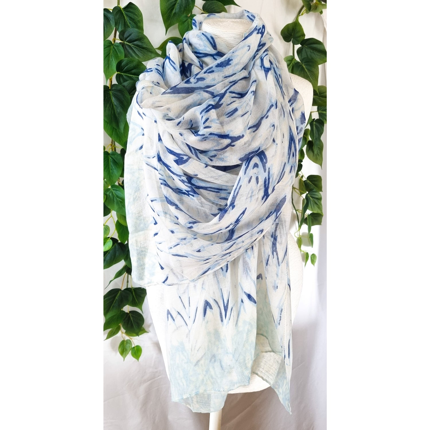 Viscose Scarf - Zig Zag Blue