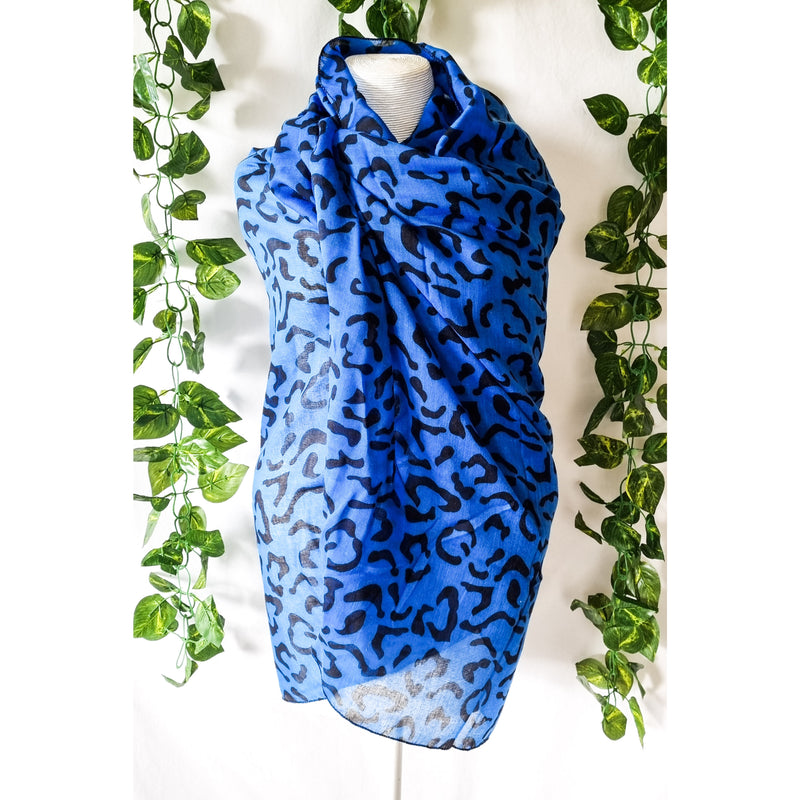 Viscose Scarf - Leopard - Cobalt