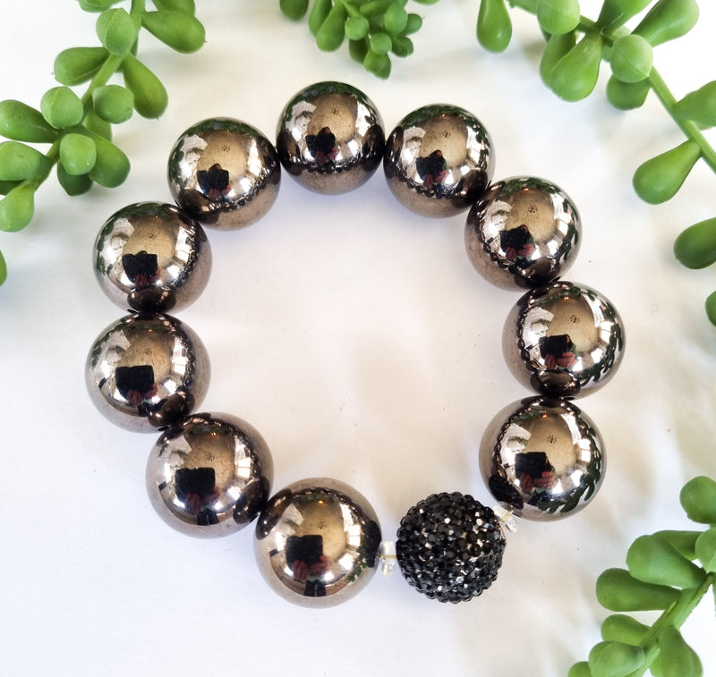 Milano Swarovski Bracelet- Blk Pearl-Cry