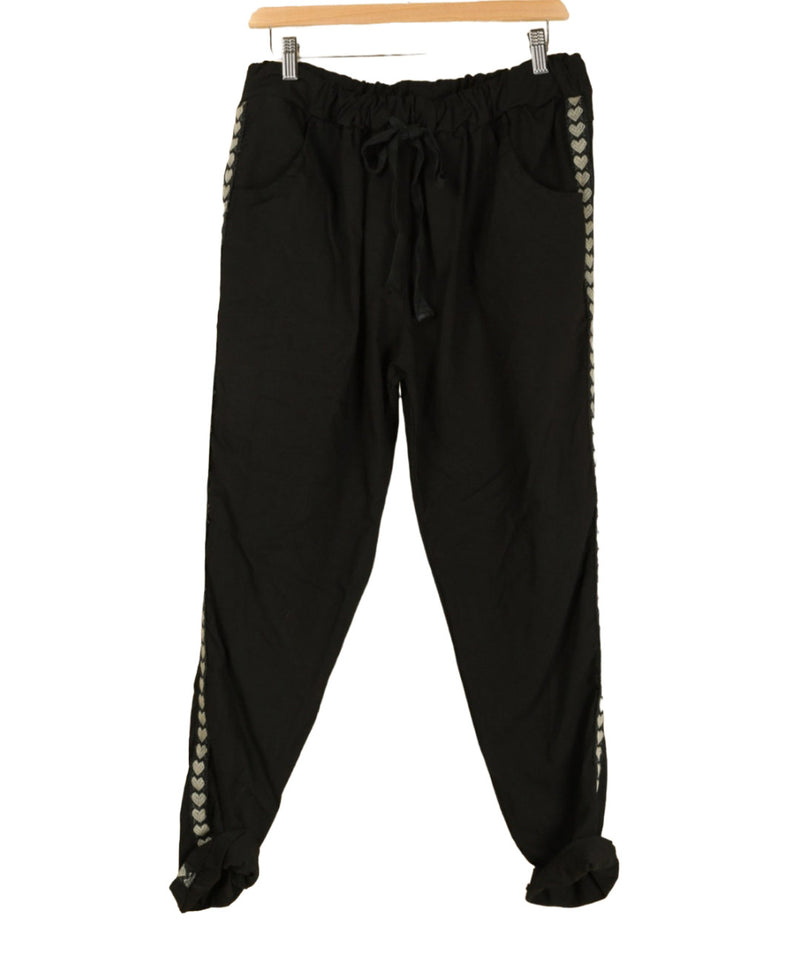 Ella Blanca - Joggers/Heart Stripe- Blk