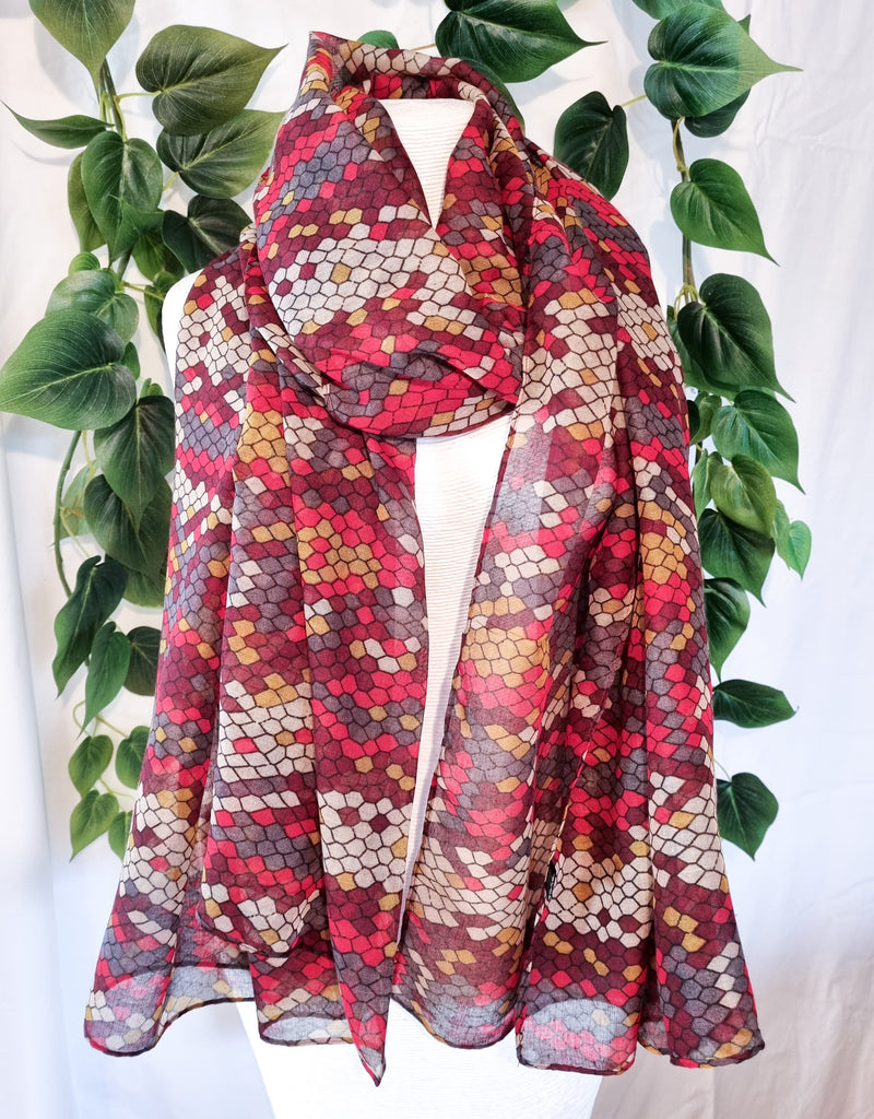 Viscose Scarf - Mosaic Red