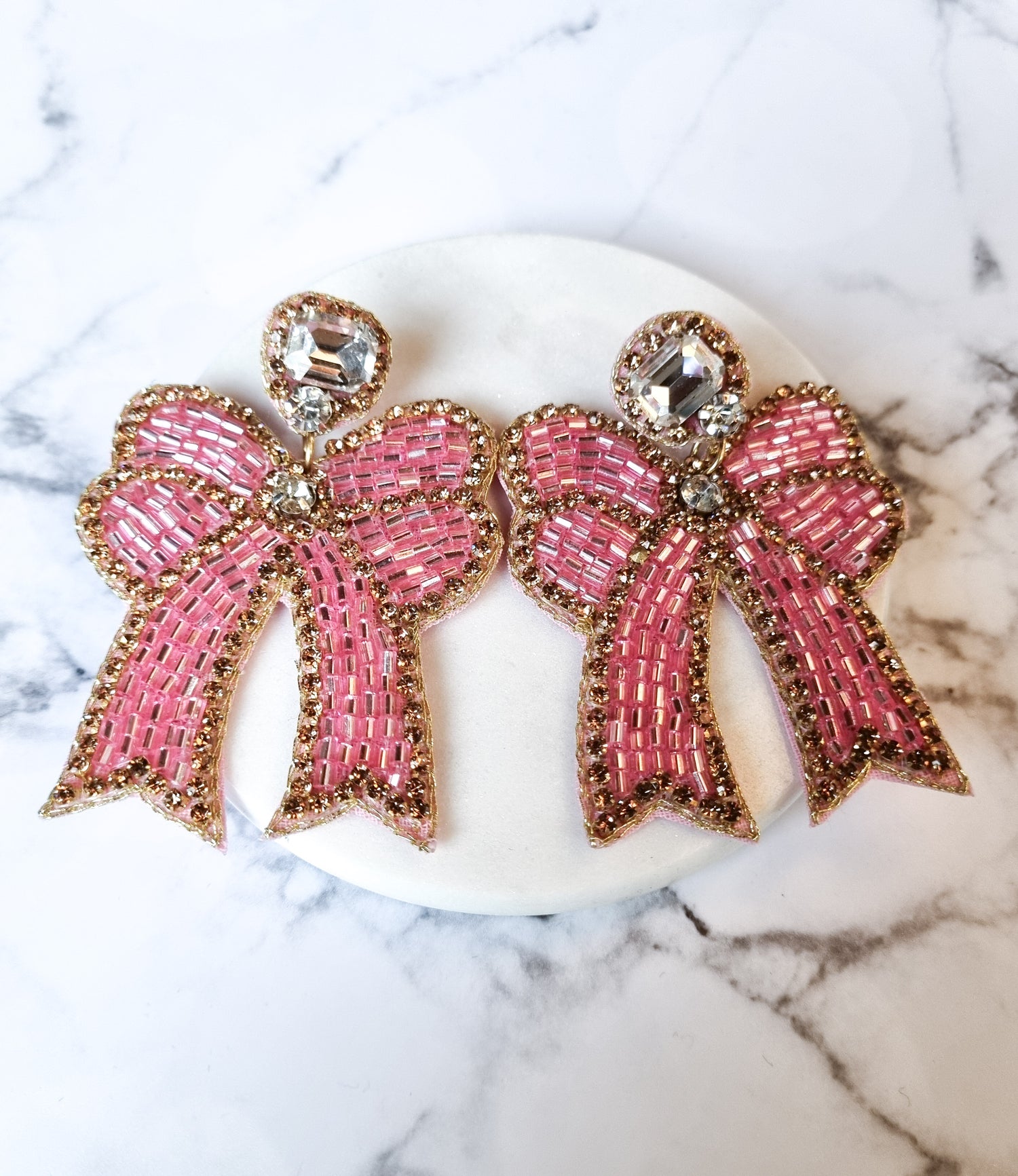 New York Chic Earrings- Bows Pink/Cry