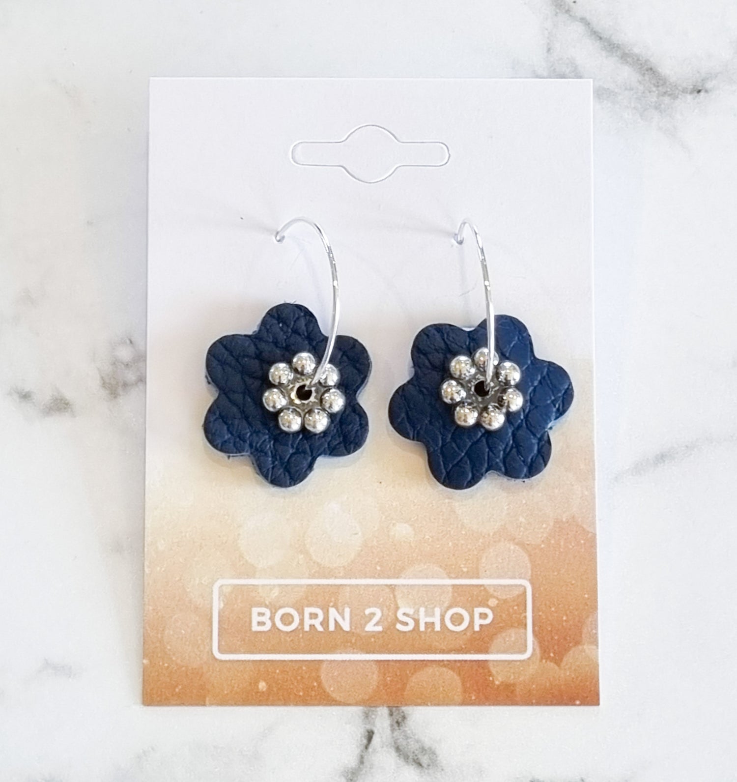 Nouvelle Zealande Chic Earrings - Flowers Navy Silver