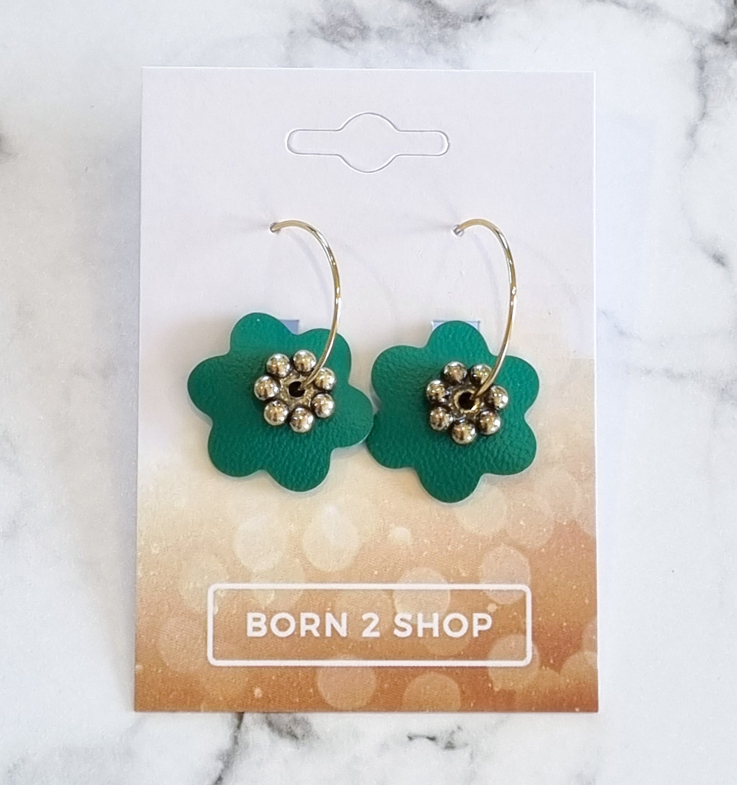 Nouvelle Zealande Chic Earrings - Flowers Emerald Gold