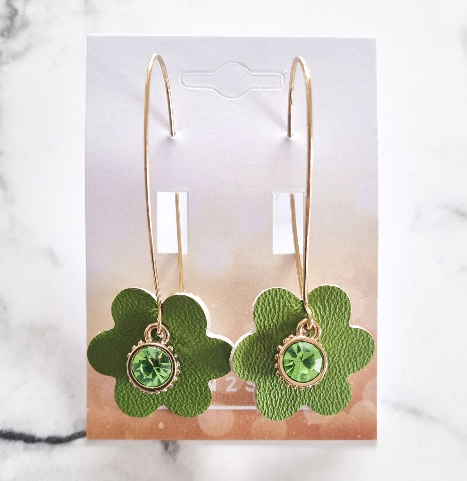 Nouvelle Zealande Chic Earrings - Crystal Flowers Lime Gold