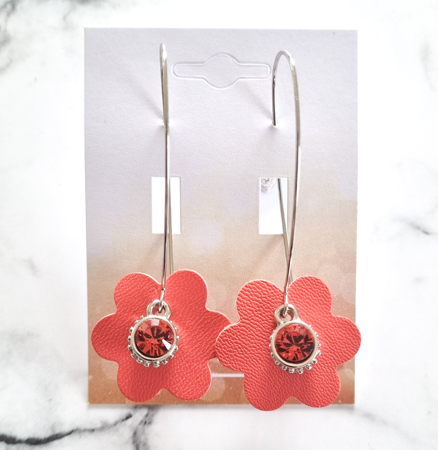 Nouvelle Zealande Chic Earrings - Crystal Flowers Melon Silver