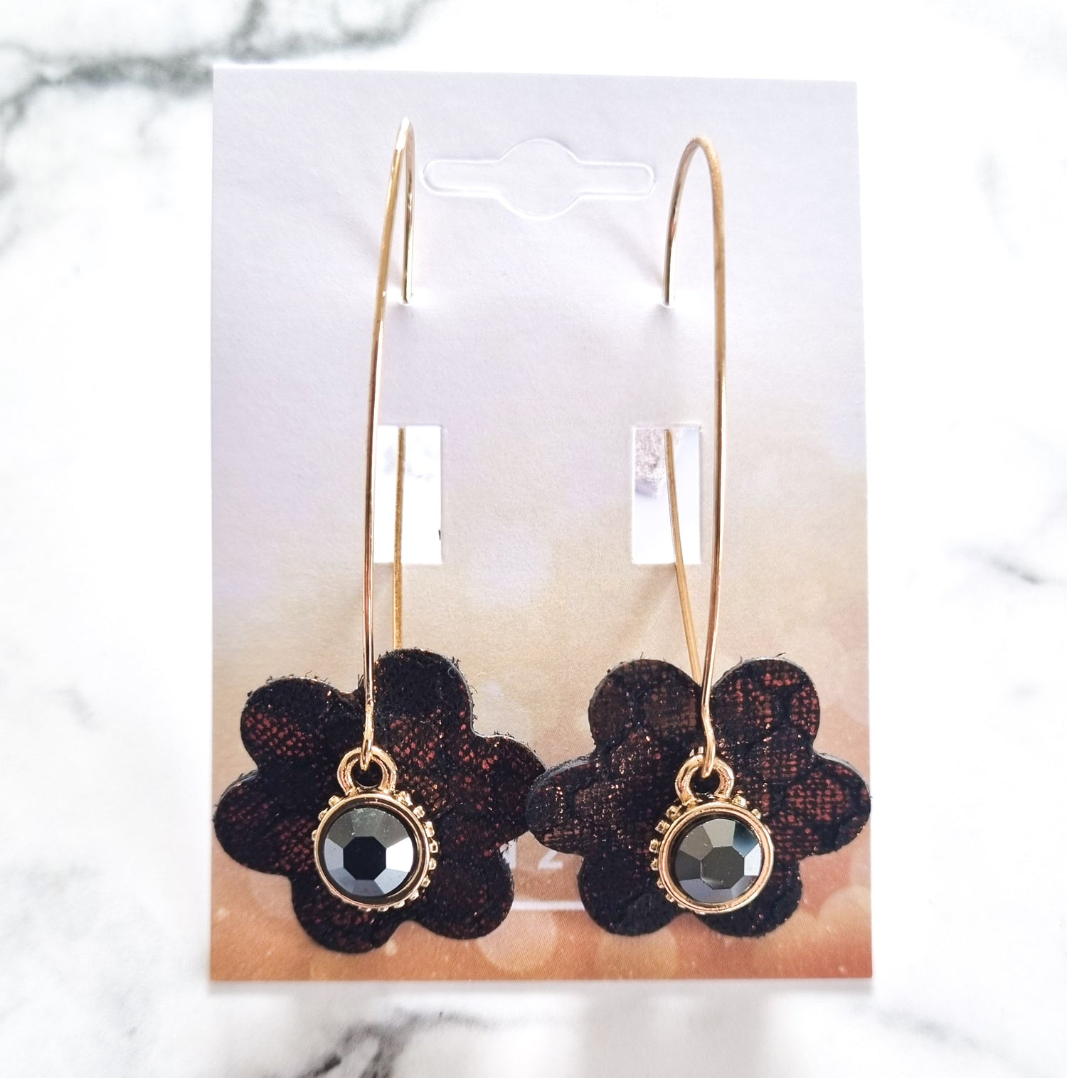 Nouvelle Zealande Chic Earrings - Crystal Flowers Bronze Gold