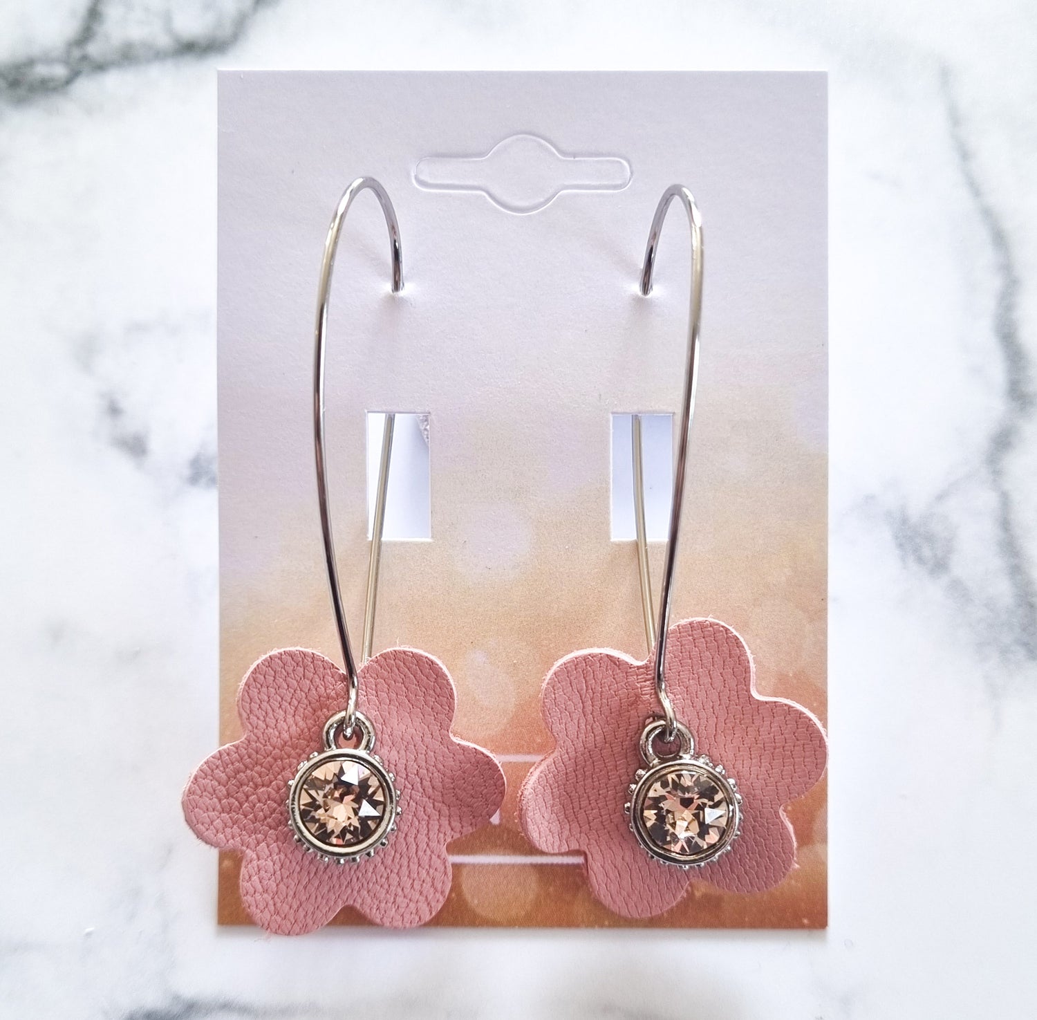Nouvelle Zealande Chic Earrings - Crystal Flowers Pink Silver