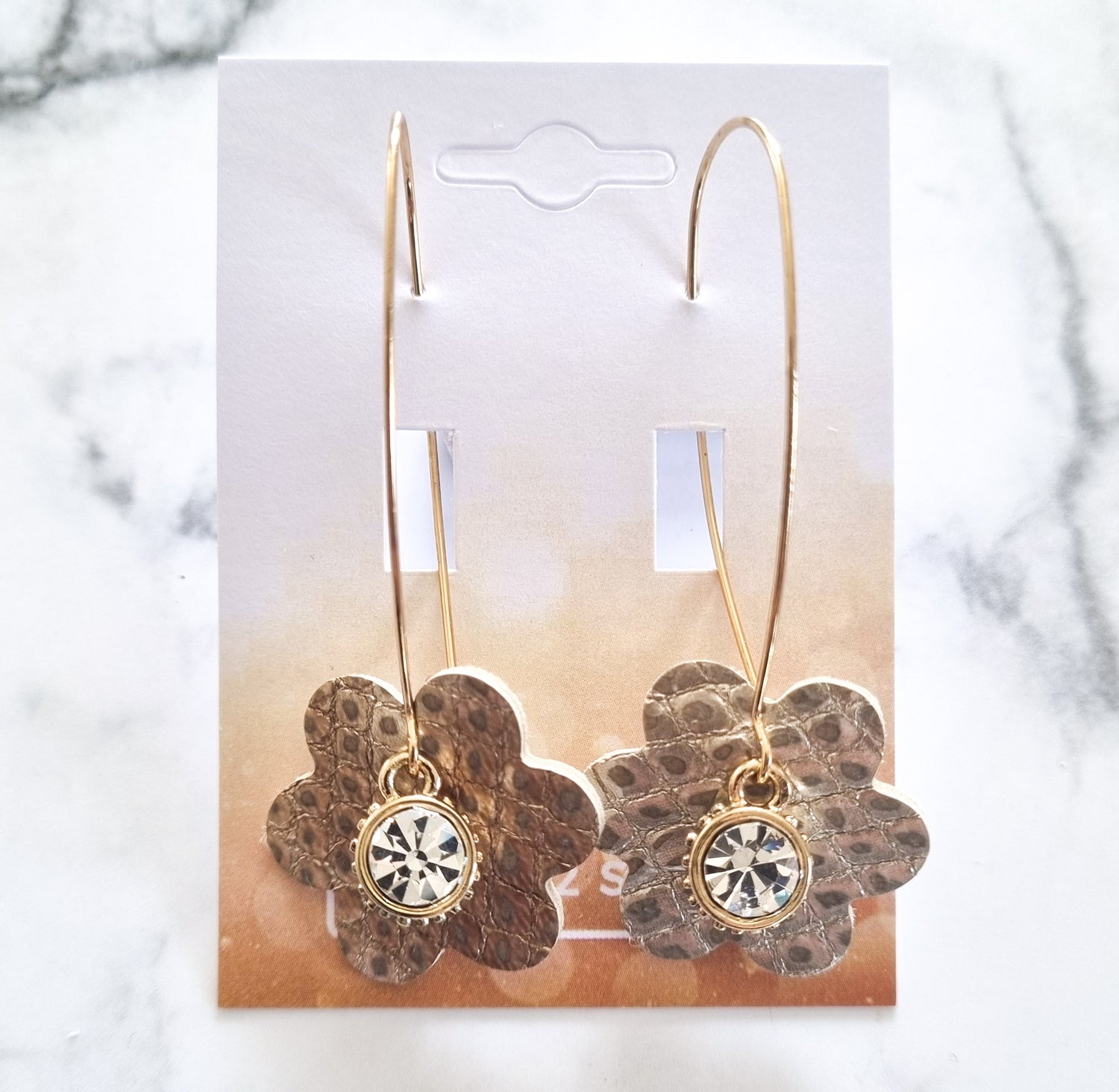Nouvelle Zealande Chic Earrings - Crystal Flowers Crystal Gold