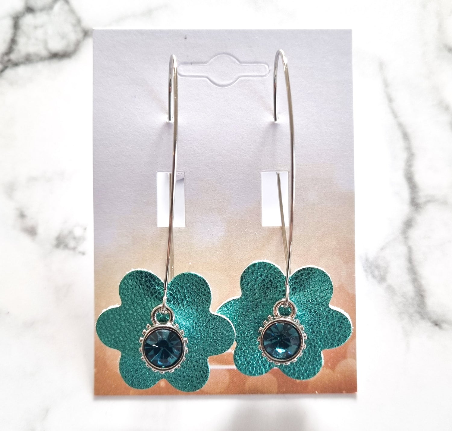 Nouvelle Zealande Chic Earrings - Crystal Flowers Teal Silver