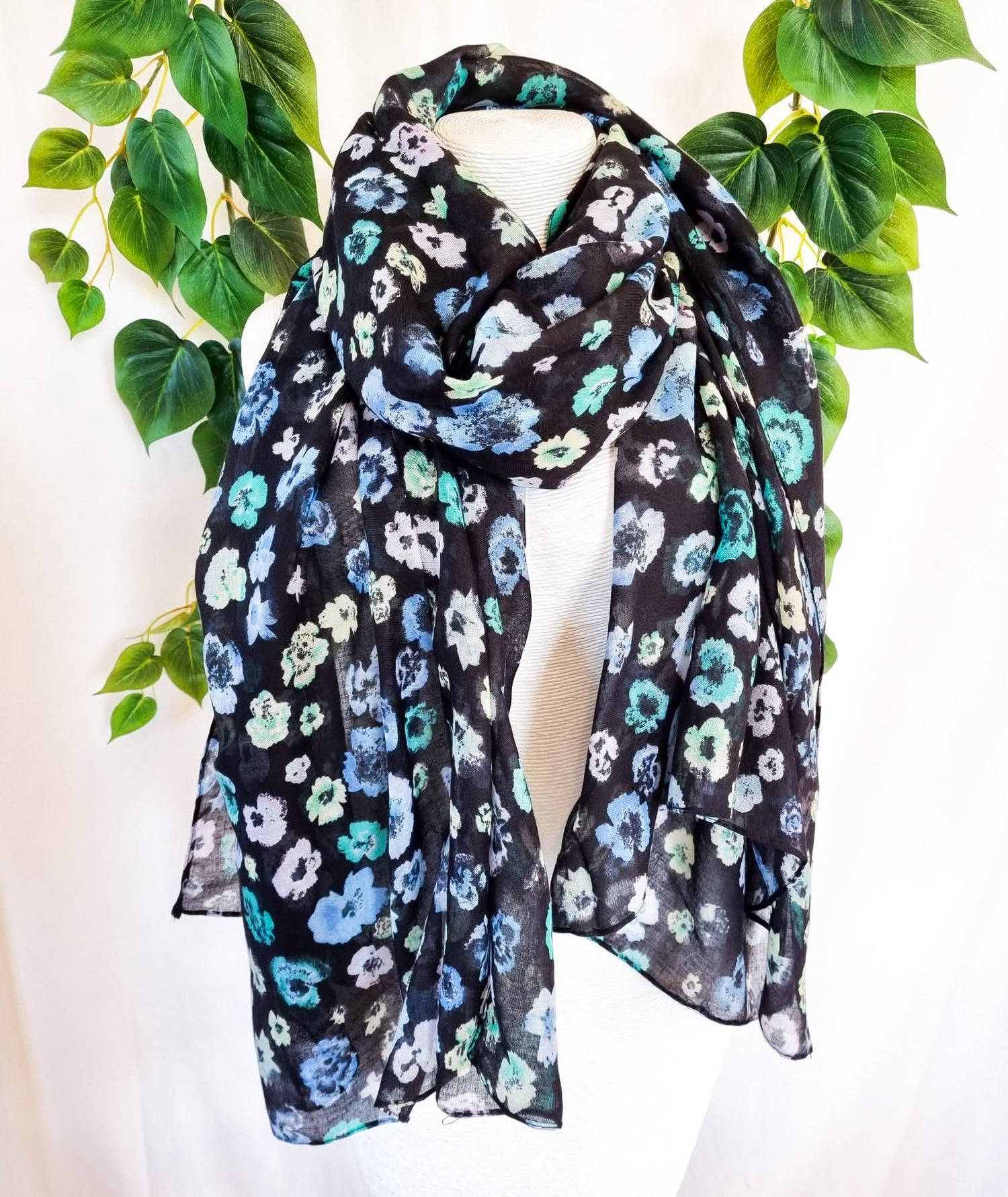 Viscose Scarf - Floral Black