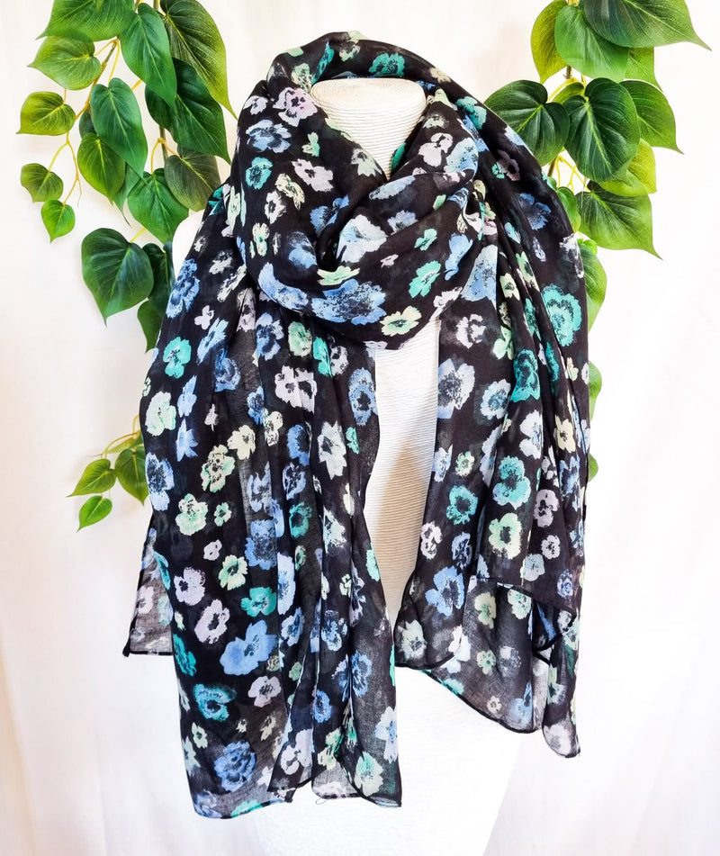 Viscose Scarf - Floral Black