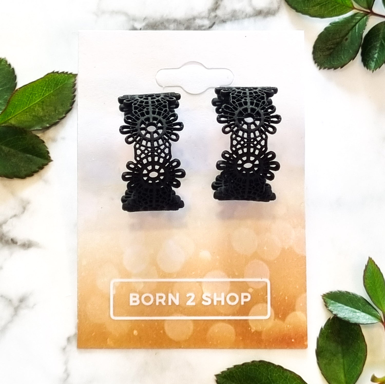 Paris Contemporary Chic Earrings- LACEHOOPBLK