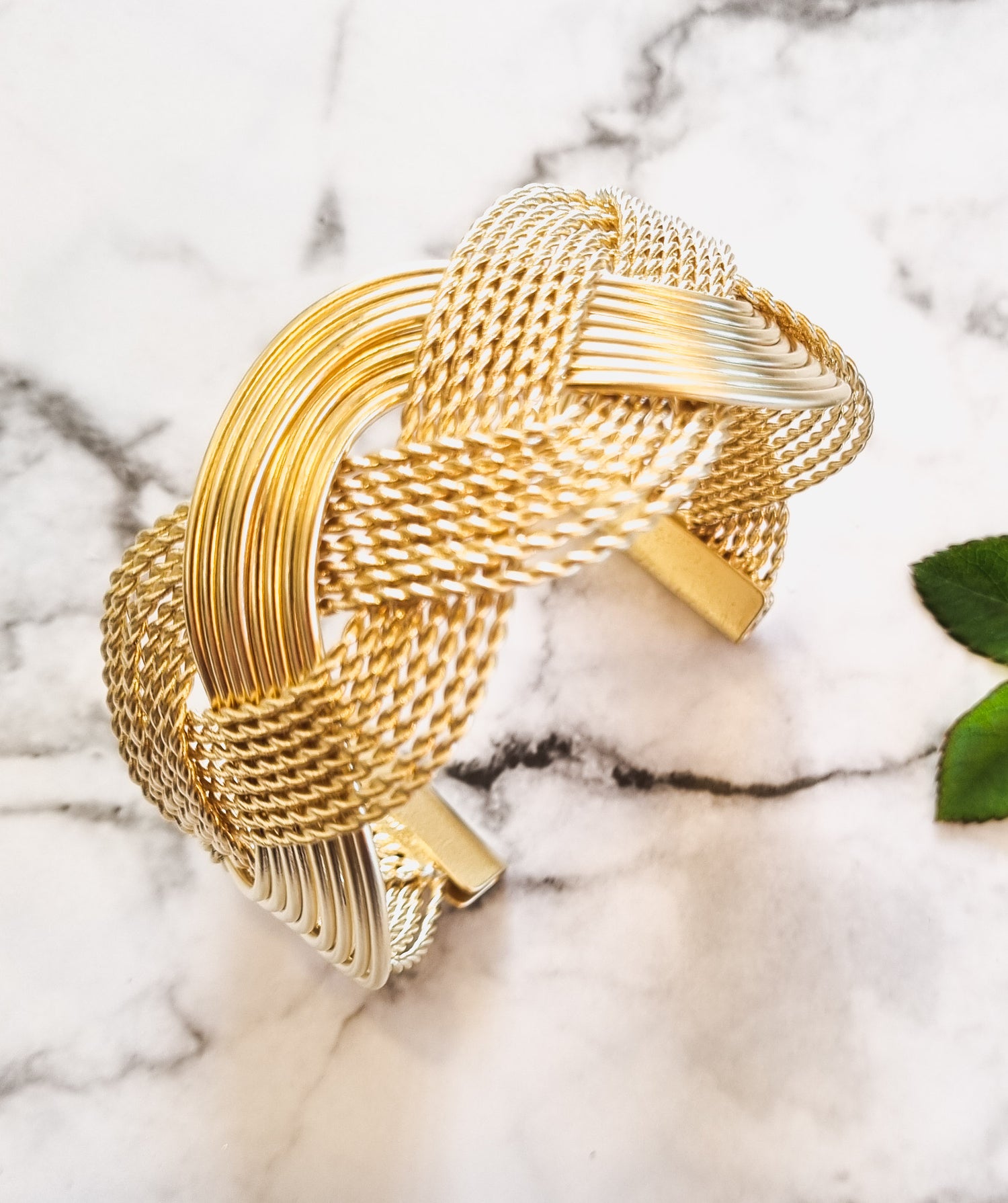 Paris Contemporary Chic Bracelet- Plaited Cuff Gold