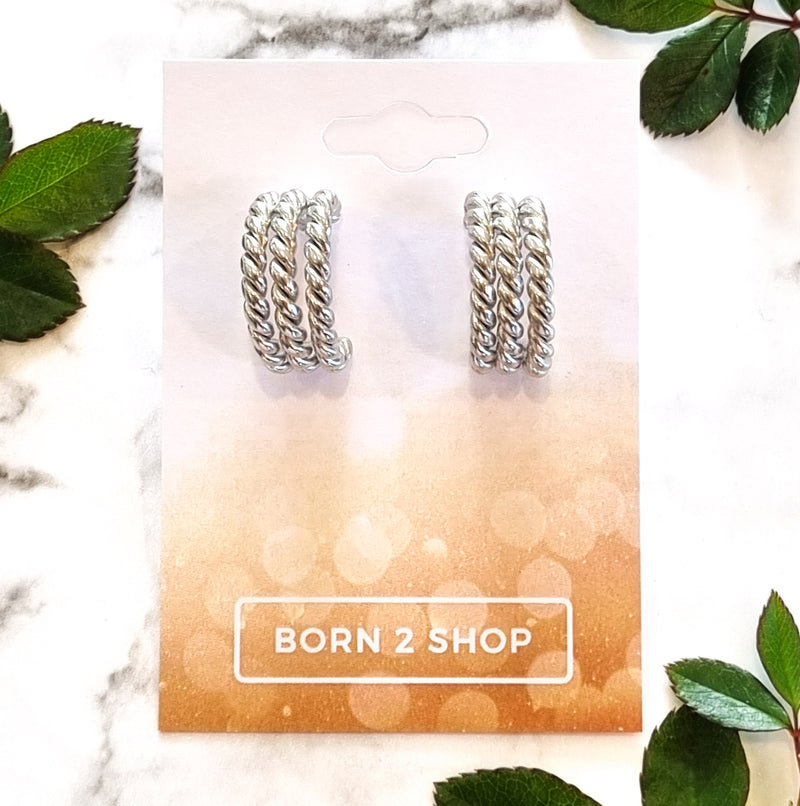 Paris Contemporary Chic Earrings- 3TWHOOPSIL