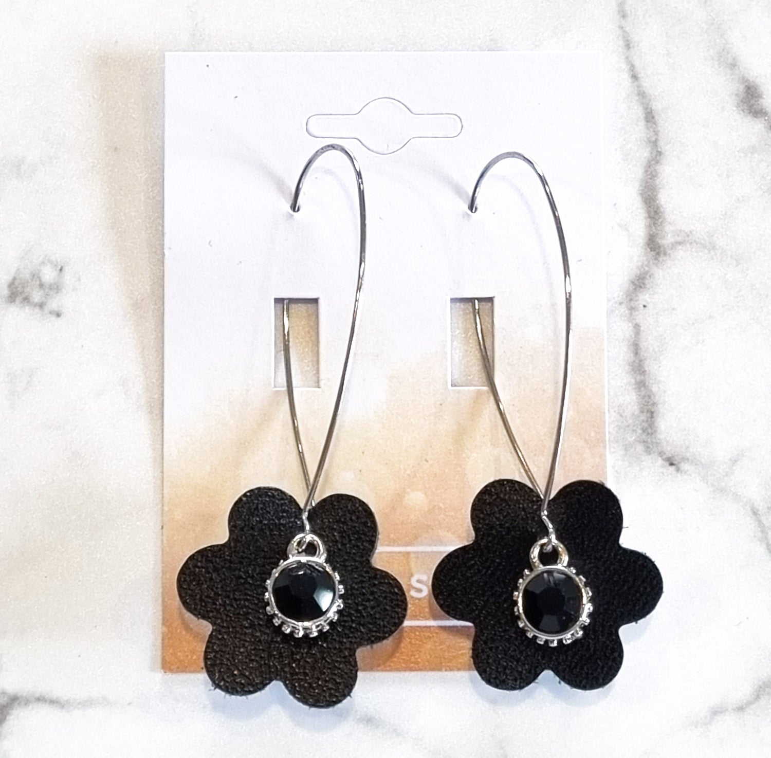 Nouvelle Zealande Chic Earrings - Crystal Flowers Black SIlver