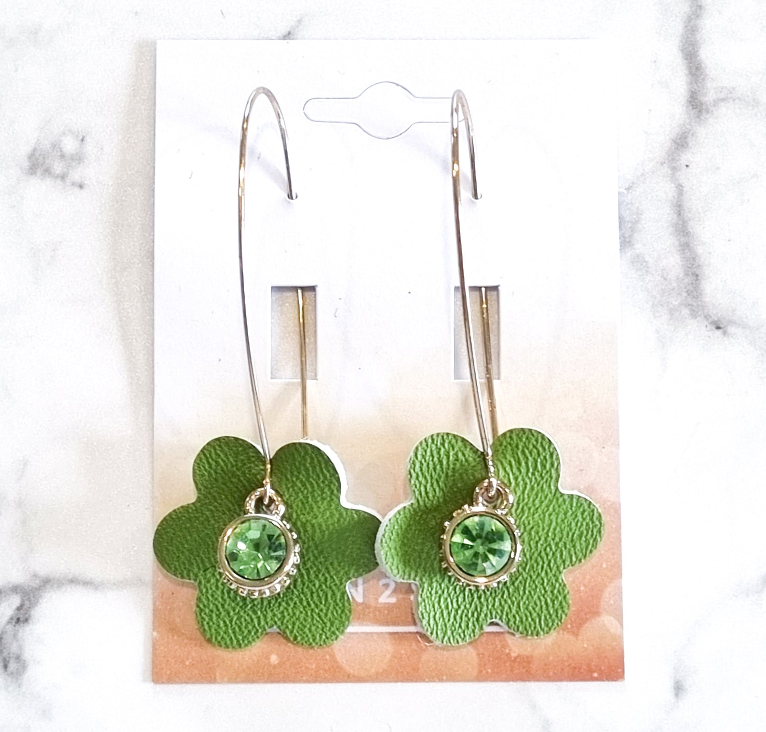 Nouvelle Zealande Chic Earrings - Crystal Flowers Green Silver