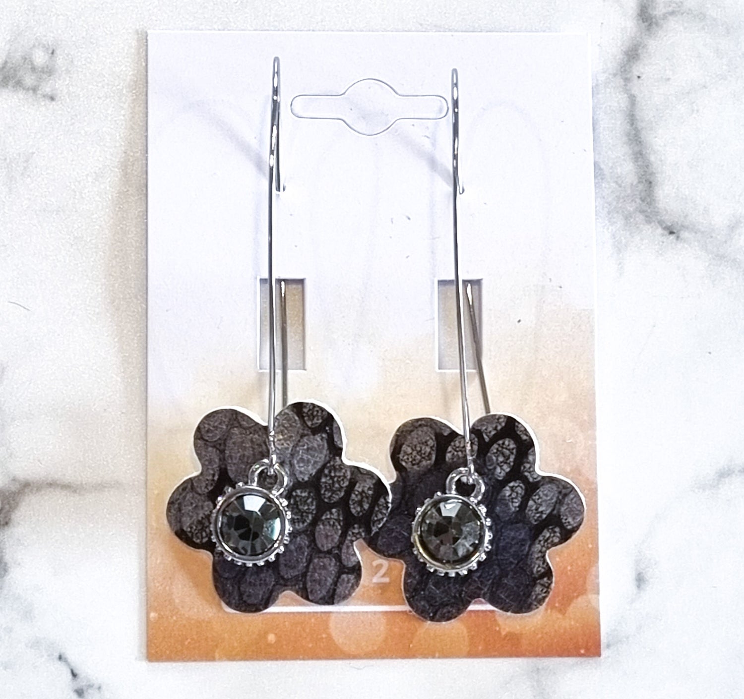 Nouvelle Zealande Chic Earrings - Crystal Flowers Gunmetal Silver