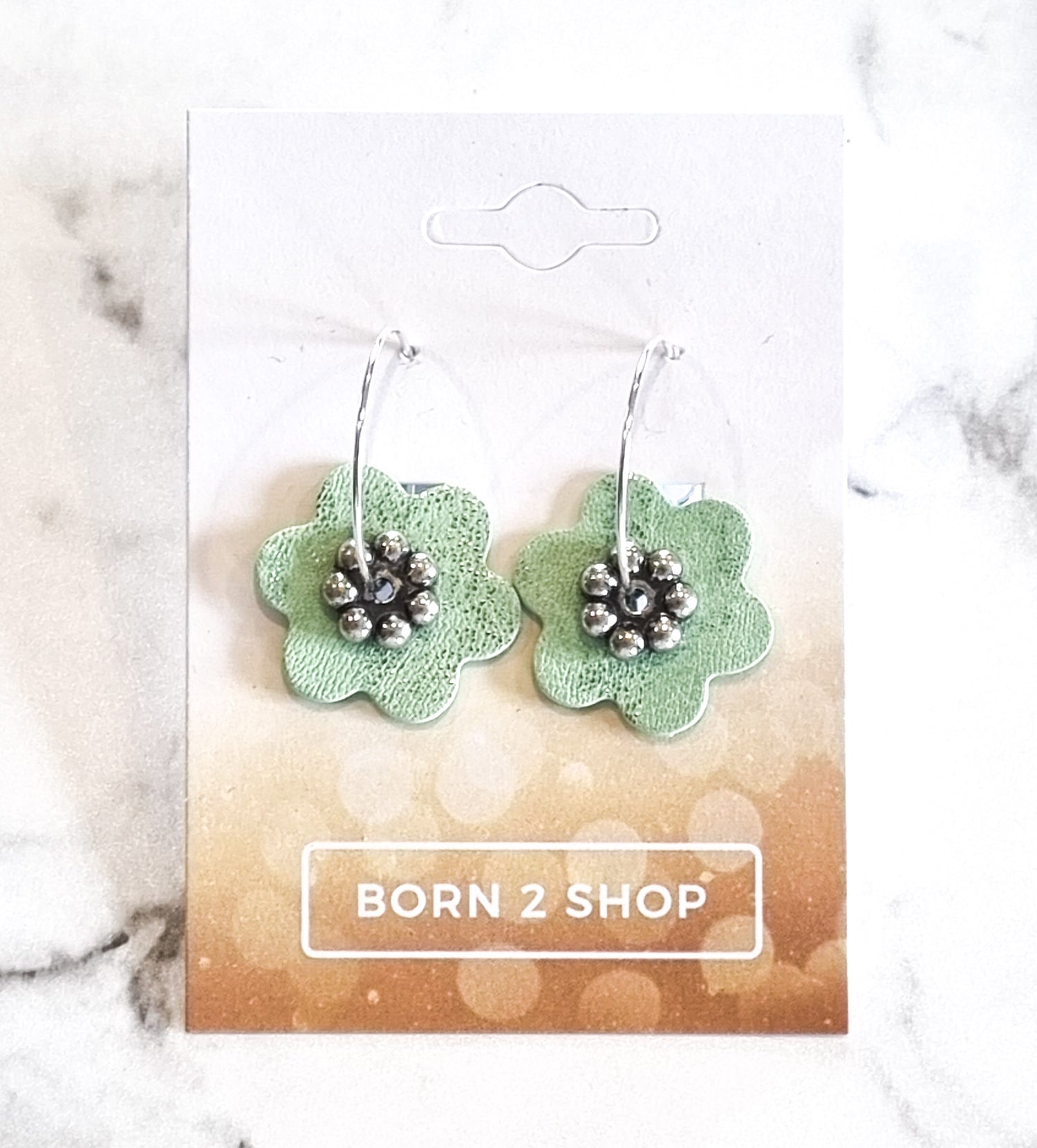 Nouvelle Zealande Chic Earrings - Flowers Mint Silver