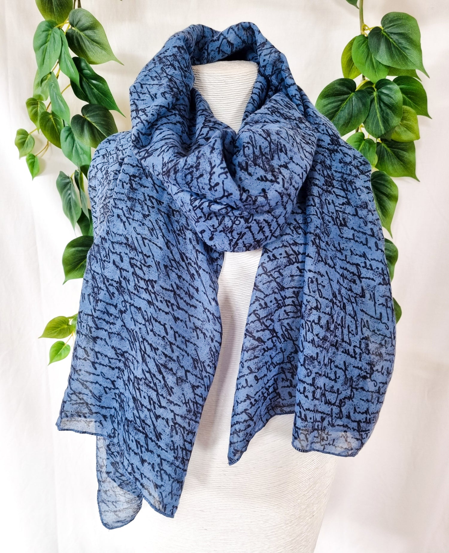 Viscose Scarf - Navy Script