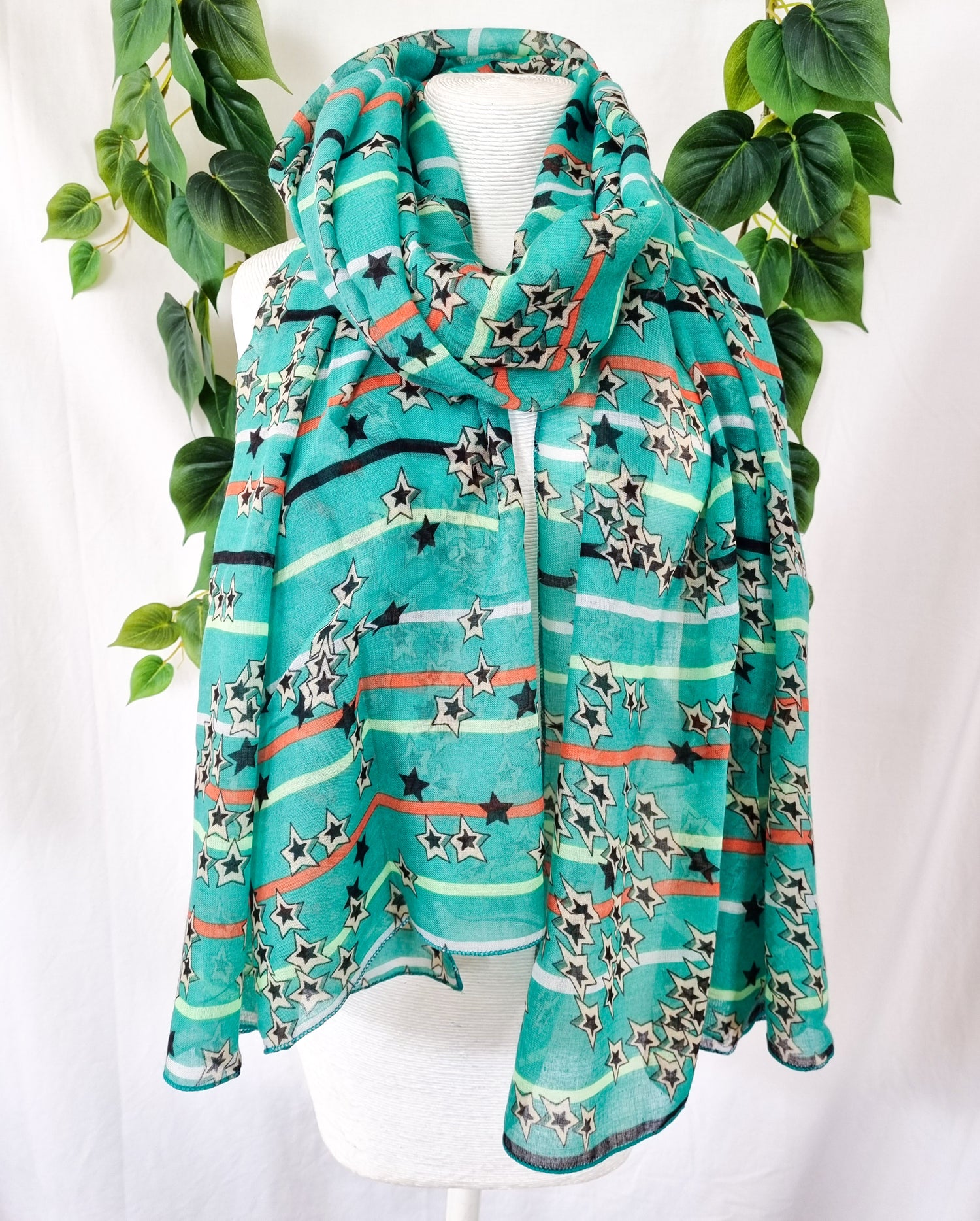 Viscose Scarf - Green Stars