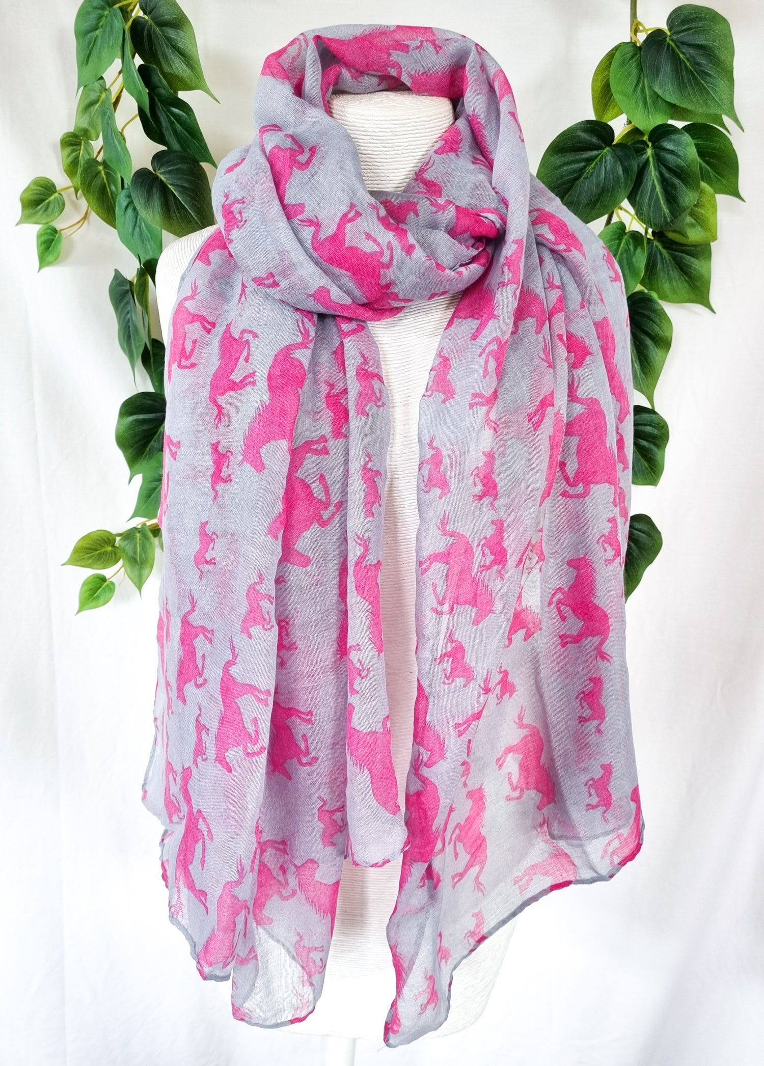 Viscose Scarf - Pink Horses