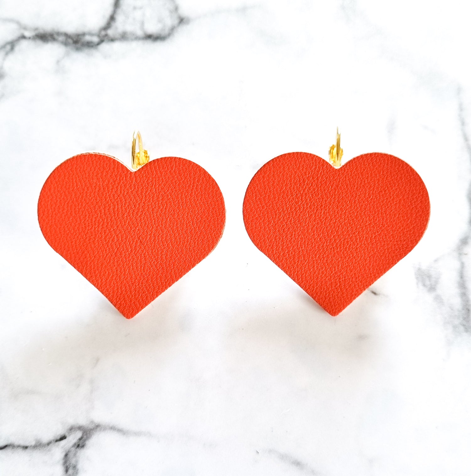 Nouvelle Zealande Chic Earrings - Large Heart Orange
