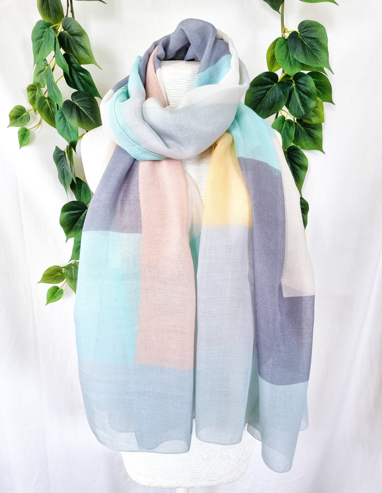 Viscose Scarf - Mint Squares