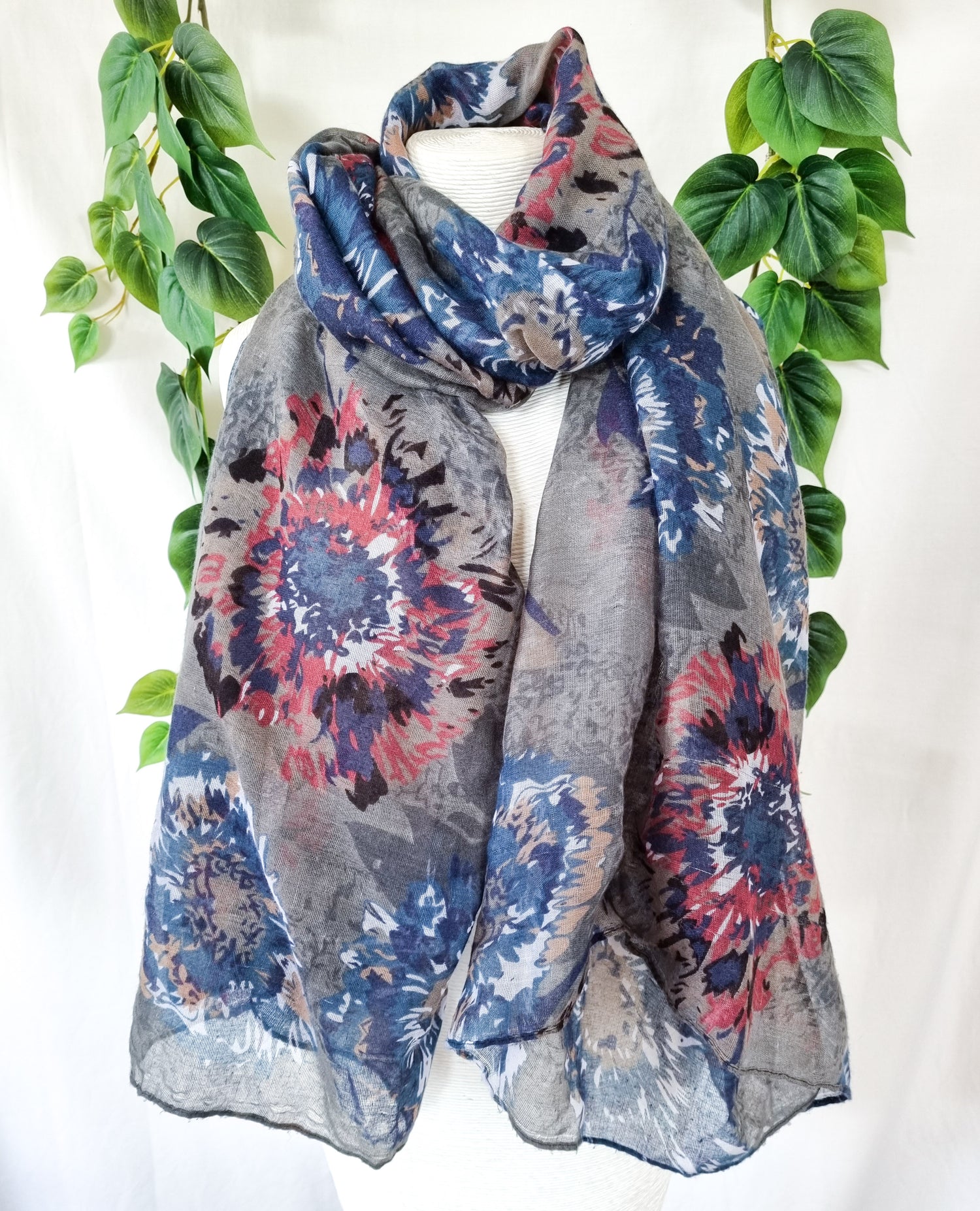 Viscose Scarf - Kahki Abstract Flower