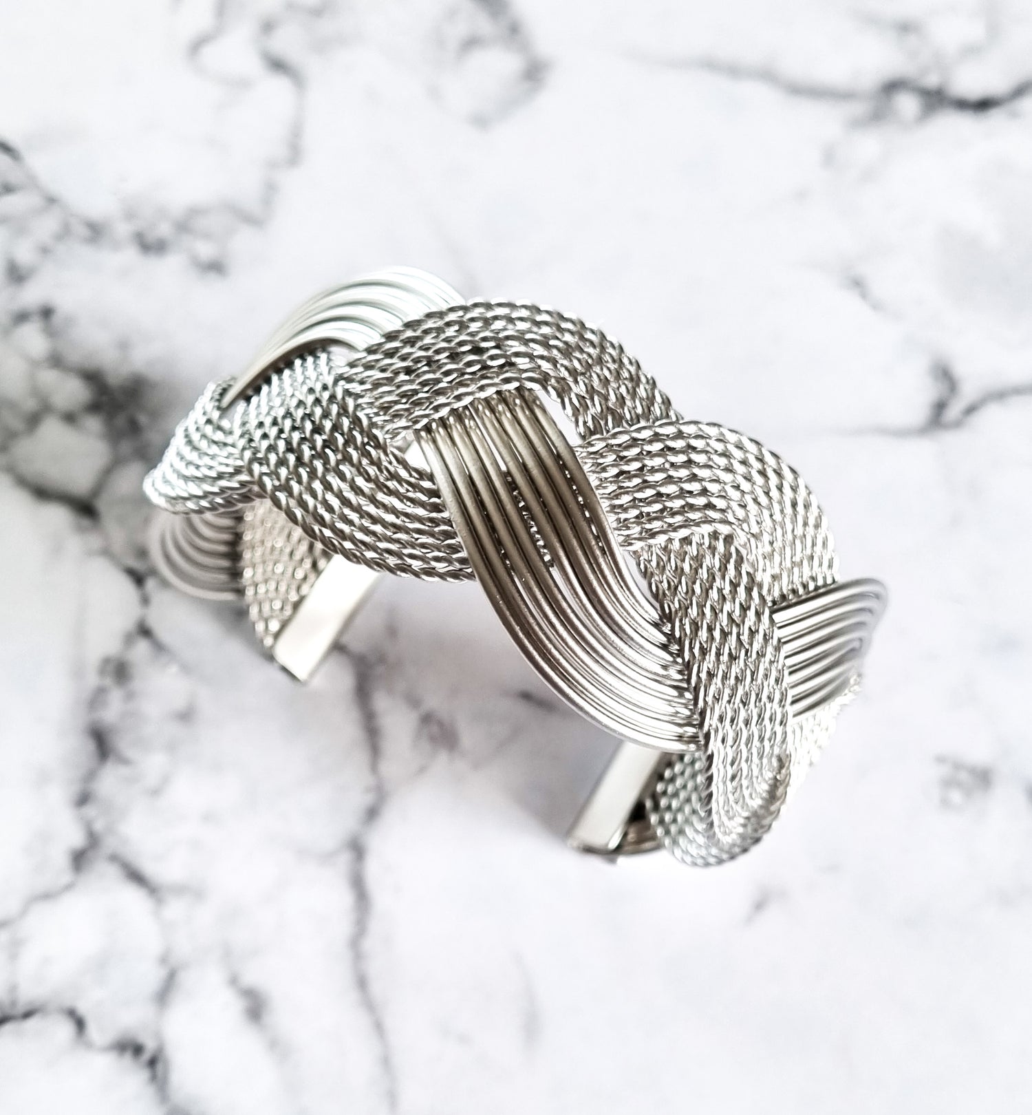 Paris Contemporary Chic Bracelet- Plaited Cuff Silver