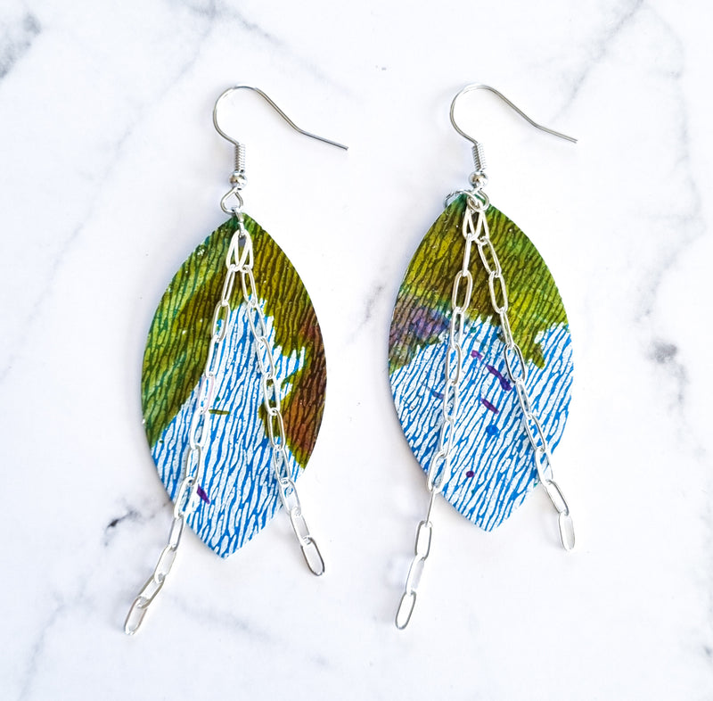 Nouvelle Zelande Chic Earrings - Oval Blue Green